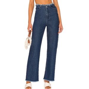 WeWoreWhat Women's Frayed Raw‎ Hem Straight Jeans 32